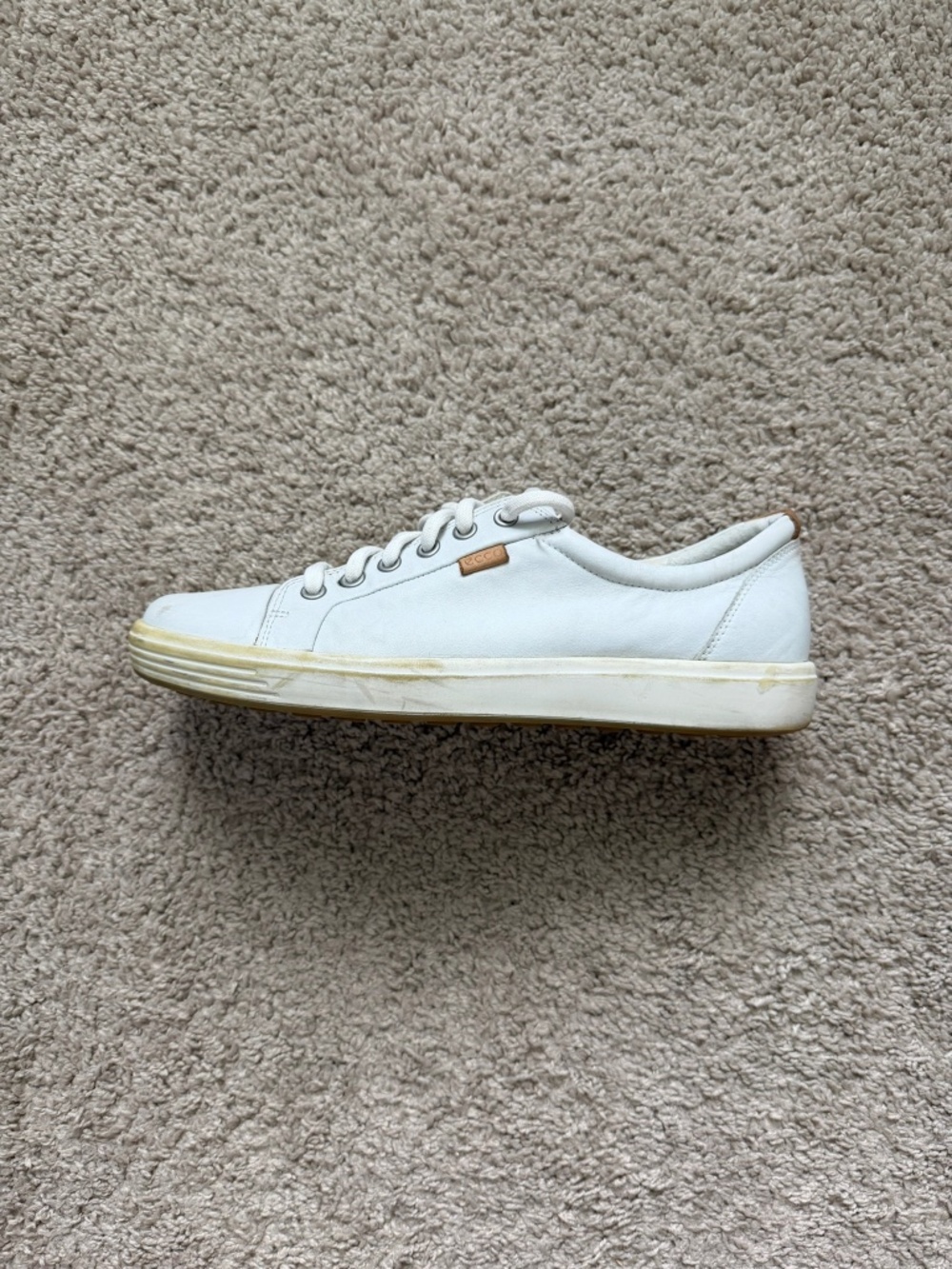 ECCO Womens Size 41 US 10 10.5 White Leather Lace Up Casual Sneakers Shoes